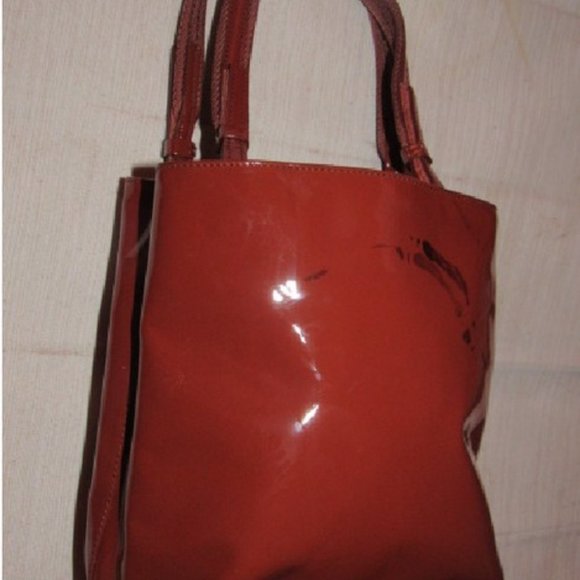 Prada Vintage Red Patent Leather And Pink Suede Designer Satchel Purse - Picture 8 of 11